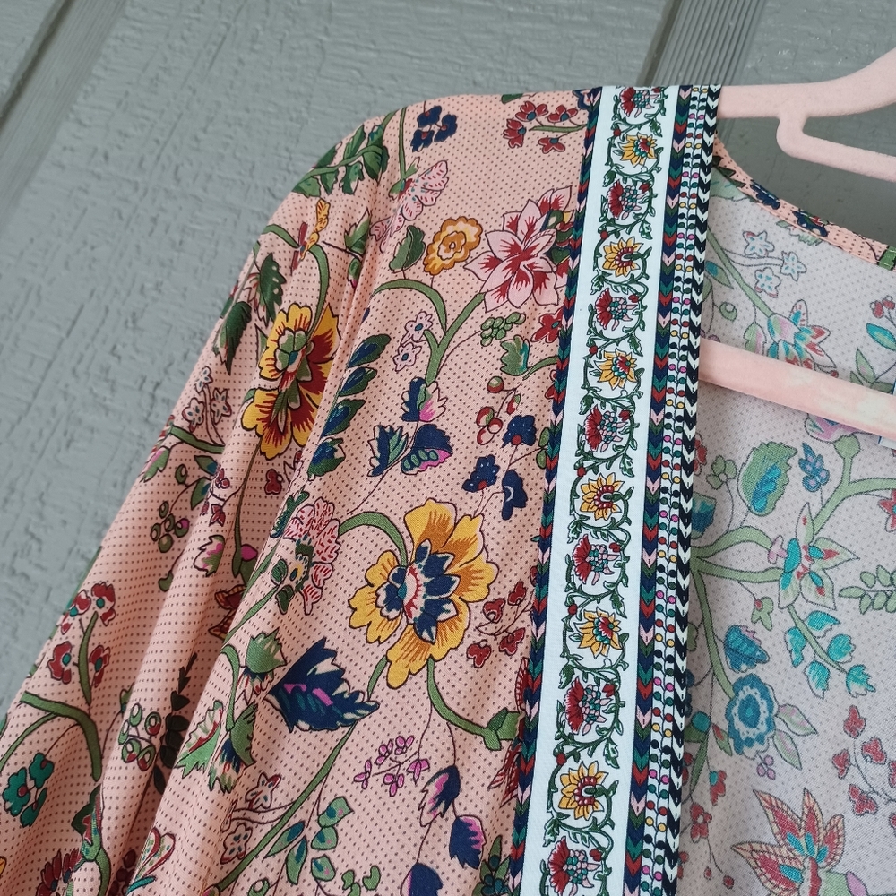 Farm Rio Anthropologie Clara Wrap Dress Size S Women Boho Viscose V Neck Floral - Picture 9 of 13